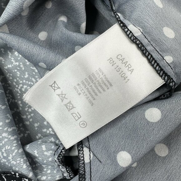 CAARA Women's Black Millazo Polka Dot Satin Asymmetric Shift Mini Dress S/C38 - Picture 12 of 16